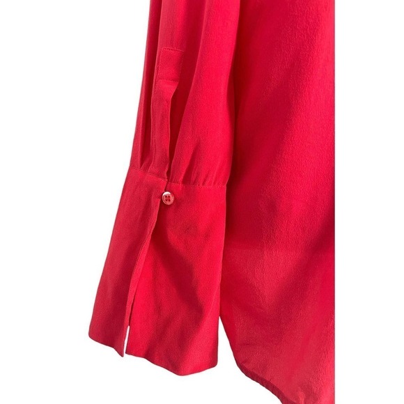 Equipment Kenley Silk Flare Sleeve Blouse Red Medium Classy Sophisticated Casual - Picture 9 of 12